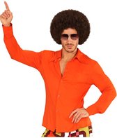 Everygoods Jaren 70 Retro Overhemd - Disco Heren Kostuum Zeventig Racket - Kleur: Oranje - Maat/Grootte: S-M