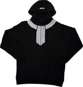 Doha Silk White - Zwarte hoodie - Witte patroon - Unisex