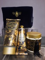 geschenk set body luxury - warm vanilla - body cream - shower gel - hand creme - toilet tas