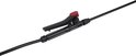 Zwart met rood handvat spuitlans met rode knop en zwarte slangkoppeling.