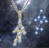 BOOGSCHUTTER sterrenbeeld gouden hangertje met de exacte stand van je sterrenbeeld, weergegeven door fonkelende Zirkonia® kristallen – Met bijpassend gouden Venetiaans kettinkje –