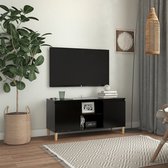 Tv-meubel met massief houten poten 103,5x35x50 cm zwart