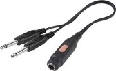 SpeaKa Professional SP-7870288 Jackplug Audio Y-adapter [2x Jackplug male 6,3 mm - 1x Jackplug female 6,3 mm] Zwart