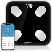 Miya M100 Personenweegschaal met lichaamsanalyse - Slimme weegschaal met App - Incl. batterijen - Zwart
