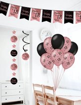 FastGoods 18 jaar verjaardag feestpakket | Feest versiering | Feest 18 jaar rosé/zwart | Happy Birthday