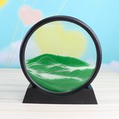 Bewegende Zandkunst - Zandloper - 3D Decoratie in Glas - Rust & Ontspannen - Thuis of kantoor - Desktop en bureau - Sand Art - 18 cm - Groen