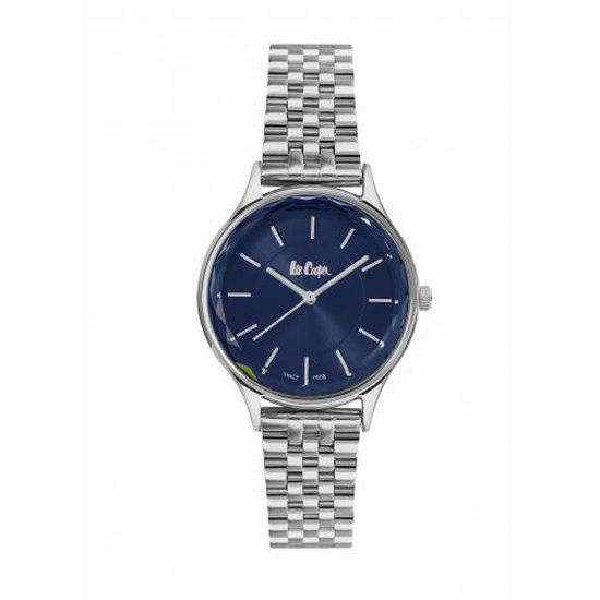 Lee Cooper LC06892.390 - Horloge - Analoog - Dames - Vrouwen - stalen band - Zilverkleurig - Blauw