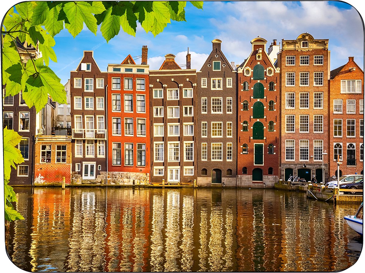 Muismat Amsterdam Rubber - Hoge kwaliteit foto van Amsterdam - Muismat op polyester bedrukt - 25 x 19 cm - Anti-slip muismat - 5mm dik - Muismat met foto - heerlijk voor op je bureau