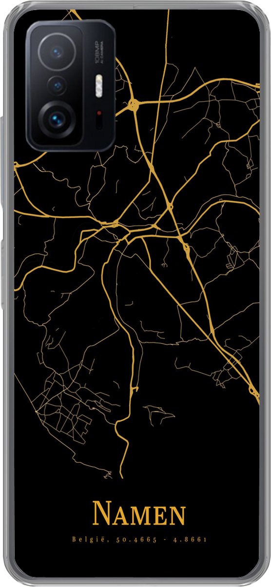 Telefoonhoesje Geschikt voor Xiaomi 11 Lite 5G NE hoesje - Namen - Kaart - Gold - Siliconen Telefoonhoesje Telefoonhoesje