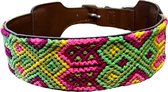 Hondenhalsband - roze/geel/groen - XL ( nekomvang 53 - 63 cm )