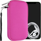 kwmobile Tasje voor smartphones L - 6,5" - Insteekhoesje van neopreen in roze - Maat: 16,5 x 8,9 cm