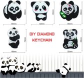 Diamond painting Sleutelhangers - Panda's