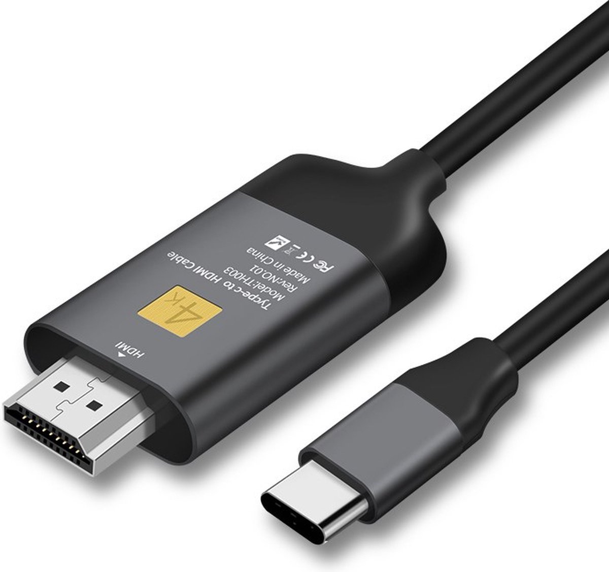 A-KONIC© USB-C naar HDMI Kabel 1.8 Meter 60Hz - 4K - Type c To HDMI Cable - HP - Dell Xps - Apple Macbook Pro - Huawei - HP - Spacegrey