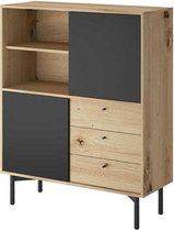 InspireMe -  Boekenkast  - Moderne woonkamer meubelplanken vitrine boekenkasten (102 cmx41cmx126 cm) (BxDxH)NOBON NR102 Oak Artisan +Zwart
