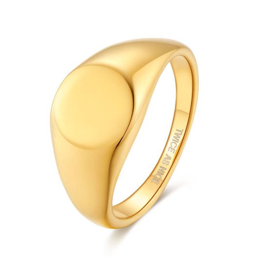 Twice As Nice Ring in goudkleurig edelstaal, zegelring 56