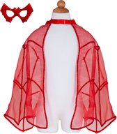 Meisjes Superhelden cape - Met masker - Glitter - rood - Batman cape - 5 tot 6 jaar