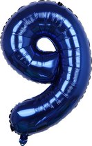 Folieballon / Cijferballon Blauw XL - getal 9 - 82cm
