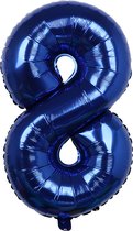 Folieballon / Cijferballon Blauw XL - getal 8 - 82cm