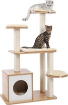 Minouz Krabpaal | Multilayer Kattenkrabpaal | Kattenmand | Sisal | 115 cm hoog | Met verstopplek | voor Kat en Kitten