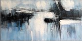 Schilderij abstract blauw grijs 120 x 60 Artello - handgeschilderd schilderij met signatuur - schilderijen woonkamer - wanddecoratie - 700+ collectie Artello schilderijenkunst