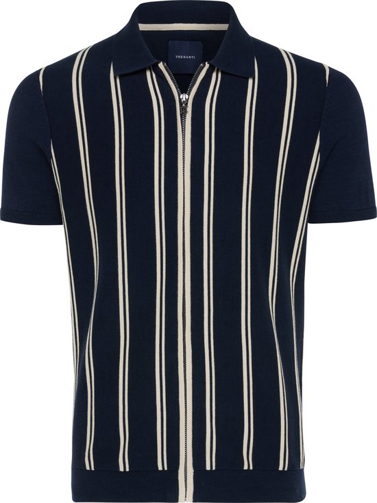 BRANDY Pullover met korte mouwen, ritssluiting en multi strepen