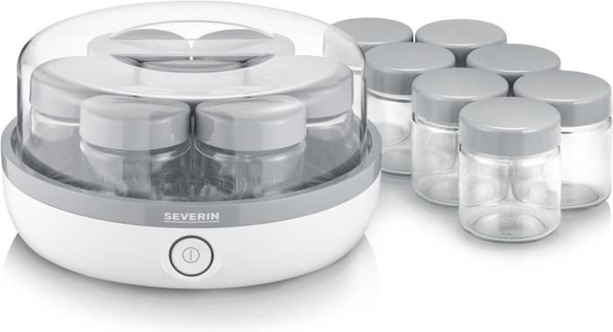 Severin JG3520.760 Yoghurtmaker met receptenboek 14 potten van elk 150 ml BPA-vrij memo-indeling kabelhaspel 13 W