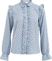 VILA VIHOLLAND L/S RUFFLE TOP Dames Top Snow White  - Maat 36
