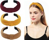 LIXIN 3 Stuks Dames Haarbanden - Haarband met knoop - Kleur 2 - Haarband volwassenen - Vrouwen - Dames - Tieners - Meiden - Dans - Yoga - Hardlopen - Sport - Haaraccessoires