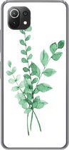 Geschikt voor Xiaomi Mi 11 Lite hoesje - Waterverf - Bladeren - Planten - Siliconen Telefoonhoesje