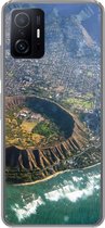 Geschikt voor Xiaomi 11T Pro hoesje - Een luchtfoto van Honolulu en een uitgestorven krater op Hawaii - Siliconen Telefoonhoesje