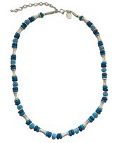 Stoere ketting - Blauwe kralen - Zilverkleurig - 48+8 Centimeter - Damesdingetjes