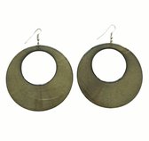 Oorhangers - Rond - Zilverkleurig, groen - 7.5 Centimeter - Damesdingetjes