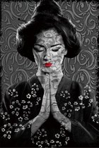 80 x 120 cm - Glasschilderij - geisha - Japans - schilderij fotokunst - foto print op glas