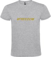 Grijs  T shirt met  print van "# FREEDOM " print Goud size M