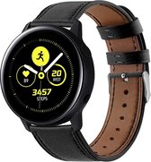 Smartwatch bandje - Geschikt voor Samsung Galaxy Watch 5 (incl. Pro) en Galaxy Watch 4, Watch 3 41mm, Active 2, 20mm horlogebandje - PU Leer strak- Fungus - Zwart