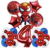 22 delig Spiderman ballonpakket met cijfer 4