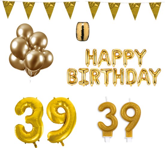 39 jaar Verjaardag Versiering Pakket Goud bol.com
