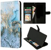 Iphone 11 Pro | Bookcase print | Marmer blauw