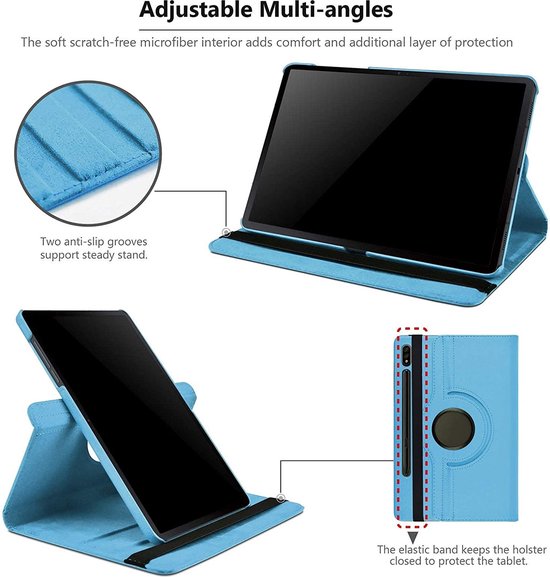 Samsung Tab S8 Case Rotatable Book Case Cover Light Blauw - Samsung Galaxy Tab S8 Case 2022 - Tab S7 Case 11 pouces Tablet Sleeve