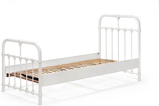 Bed Box Wonen - Kinderbed - Erma - 90x210 - Wit - Metaal - lattenbodem - eenpersoons