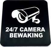 Deurbordje met tekst Camera Bewaking - Deur Tekstbordje - Deur - Zelfklevend - Bordje - Zwart Wit - 100 mm x 120 mm x 1,6 mm - 5 jaar Garantie