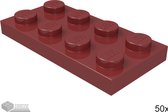 LEGO Plaat 2x4, 3020 Donkerrood 50 stuks