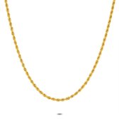 Twice As Nice Halsketting in goudkleurig edelstaal, getorste ketting, 3 mm  38 cm+5 cm