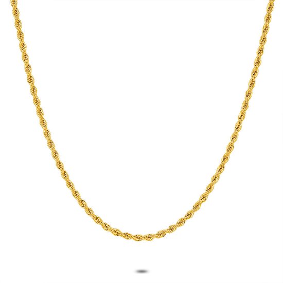 Twice As Nice Halsketting in goudkleurig edelstaal, getorste ketting, 3 mm 38 cm+5 cm