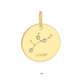 Pendentif Twice As Nice en argent plaqué or 18 carats, rond avec horoscope, Vierge