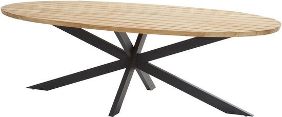 Prado dining tuintafel ellips 240x115x75 cm teak alu onderstel Taste 4SO