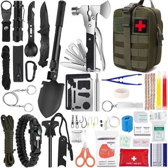 Trousse d'urgence - Kit de Survie 80 en 1 - Kit de Premiers secours - Kit de  camping -... | bol.com