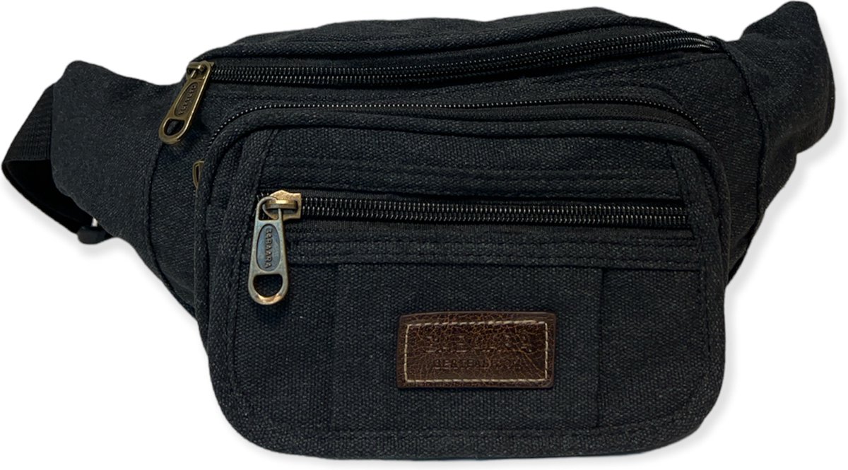 Kattee Sling Bag voor dames, echt lederen heuptasjes voor vrouwen, kleine crossbody borsttas met RFID-blokkering, Zwart, 6.1 inches x 3 inches x 9.6 inches