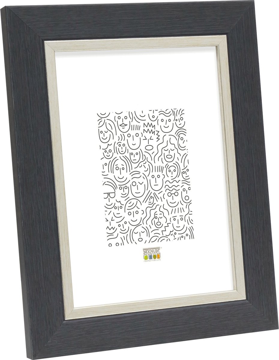 Deknudt Frames fotolijst S45VF7 - grijs met zilverbies - foto 20x30 cm donkergrijs