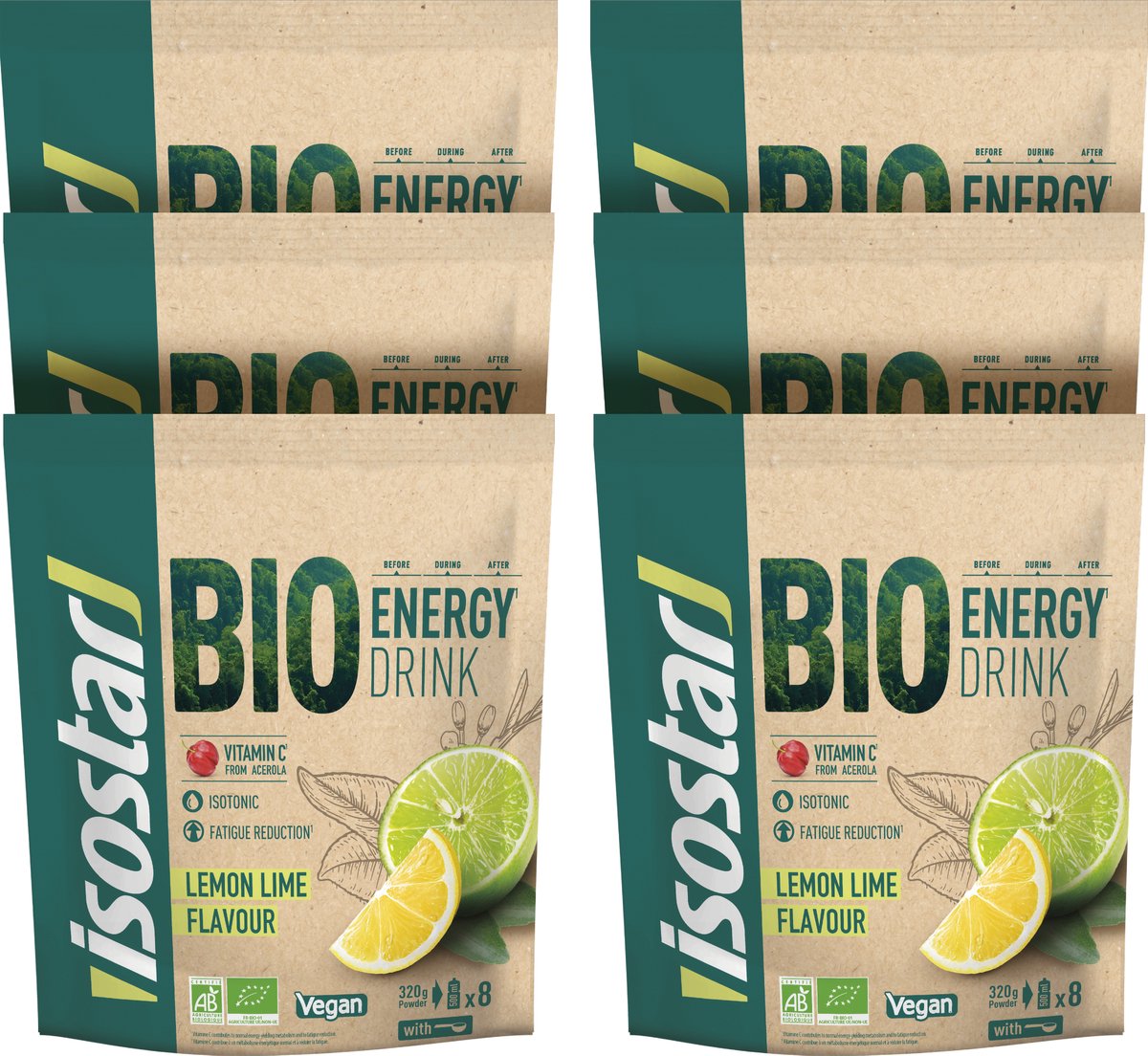 Isostar Bio Energy Drink Lemon Lime 6 x 320g
